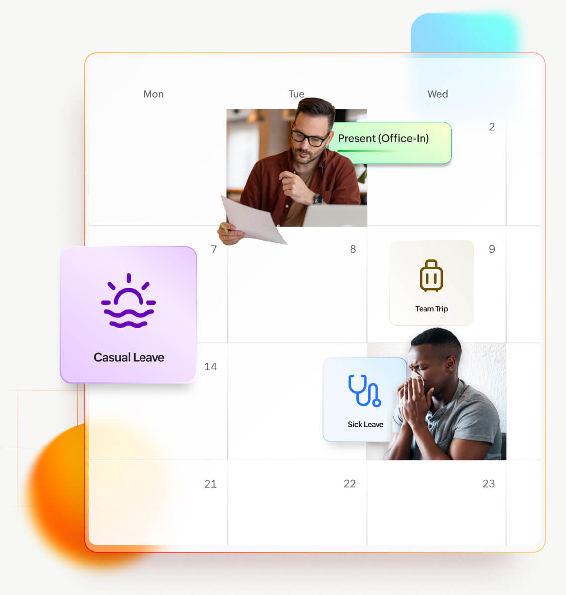 Time and attendance calendar in Zoho People Plus
