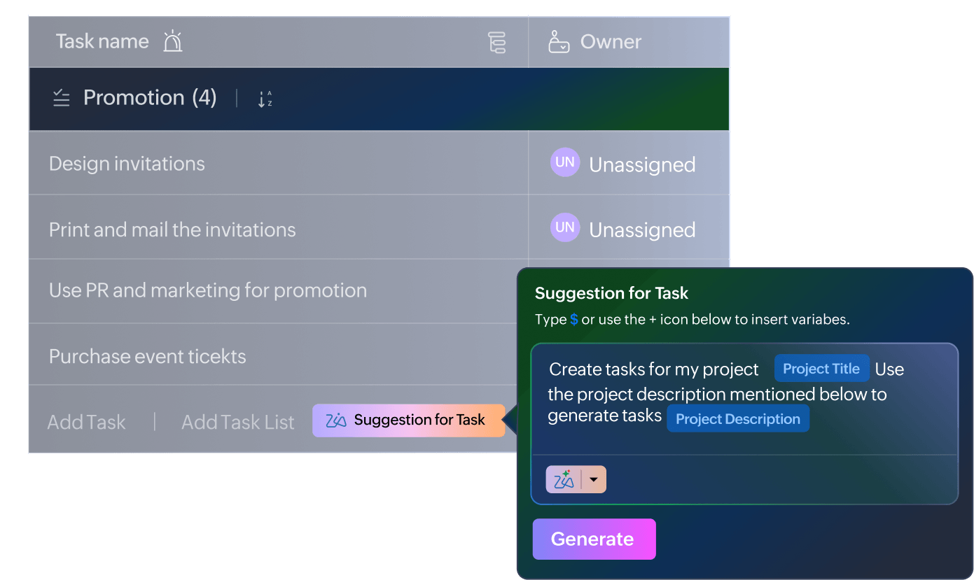 Get started faster with AI task creation