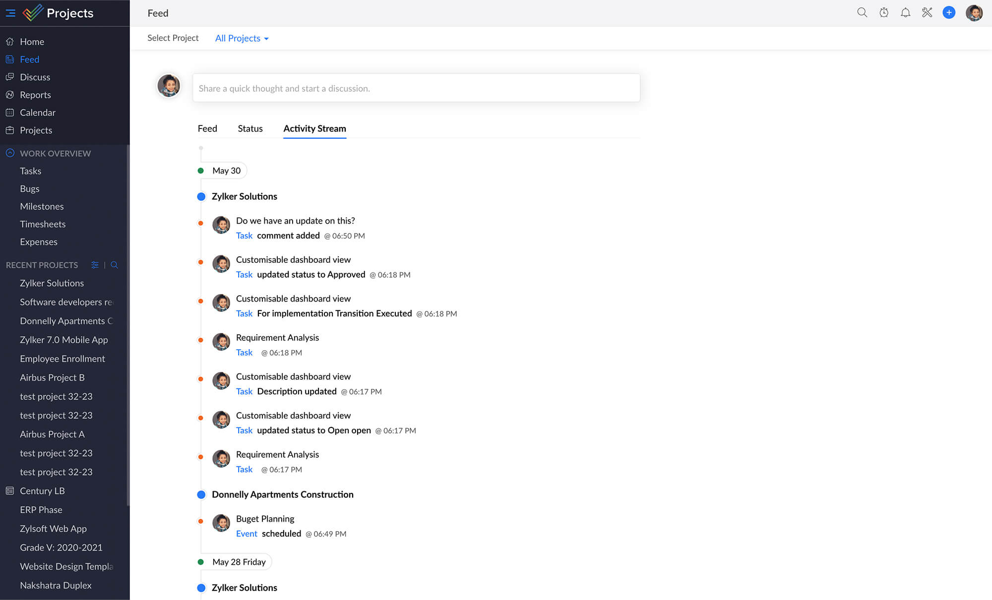 Timeline view