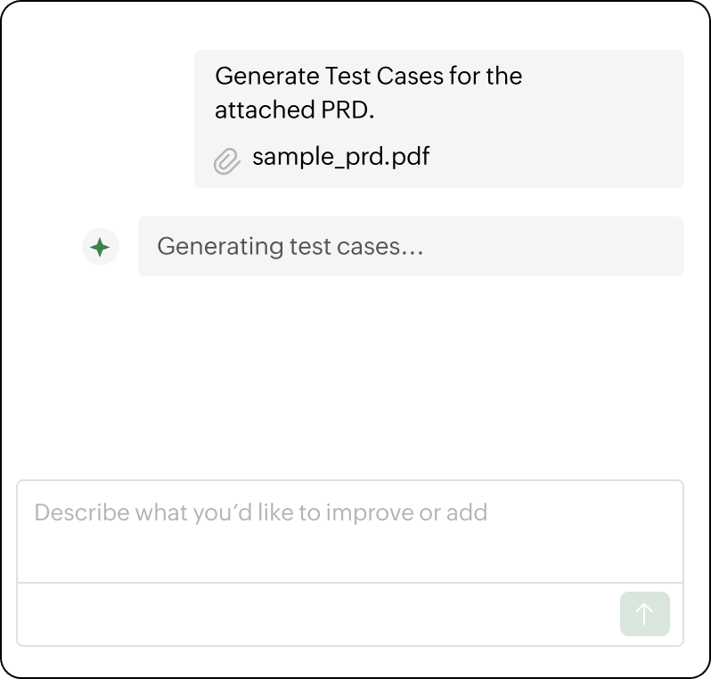 Zoho QEngine PRD upload interface for generating manual and automated test case scripts
