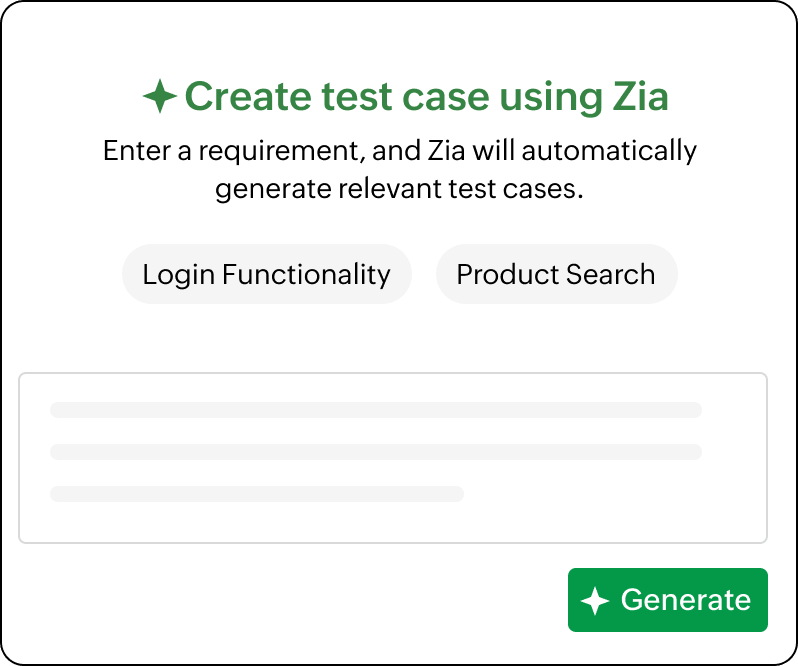 Zoho QEngine prompt interface generating automation test scripts from a text prompt