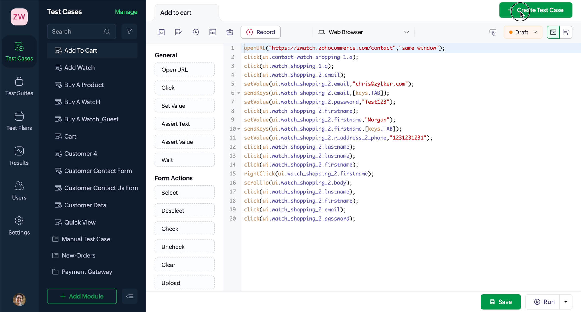 Zoho QEngine Agentic AI test automation platform for web, mobile, and API testing