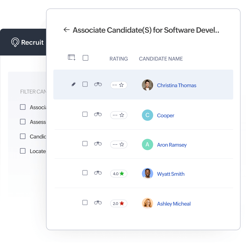 Associate candidates job openings zoho recruit