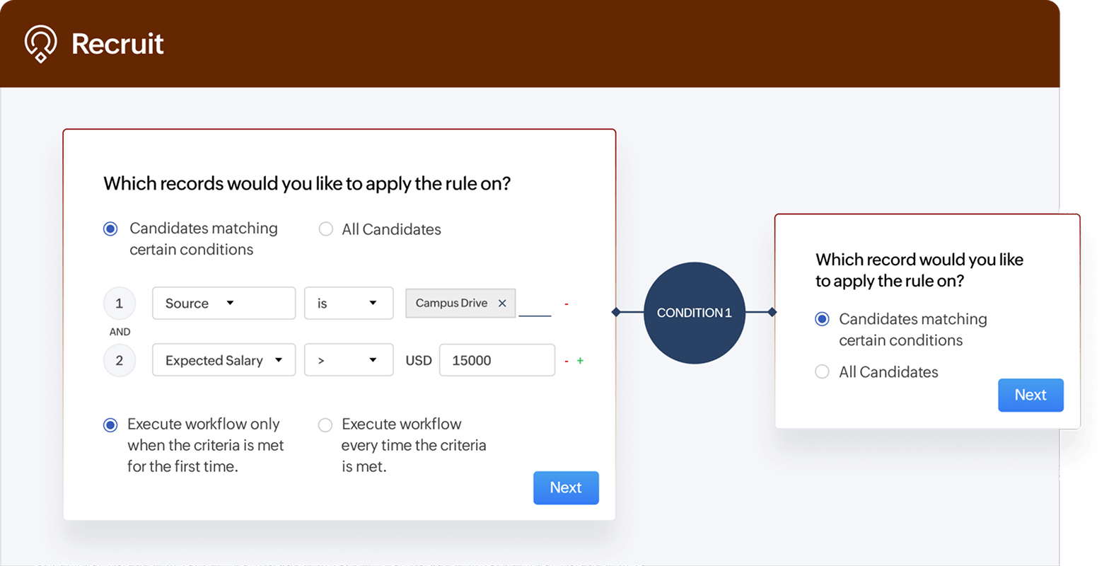 Create custom rules based on your hiring process using Zoho Recruit workflows