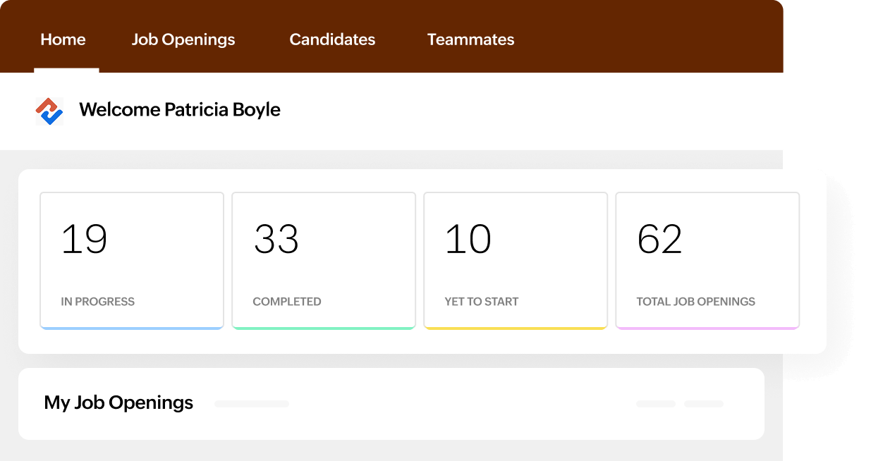 View reports and dynamic dashboards in Zoho Recruit to measure the impact of your hiring efforts.