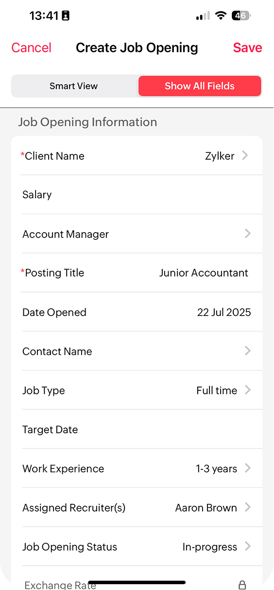 How to create job openings in the Zoho Recruit mobile app