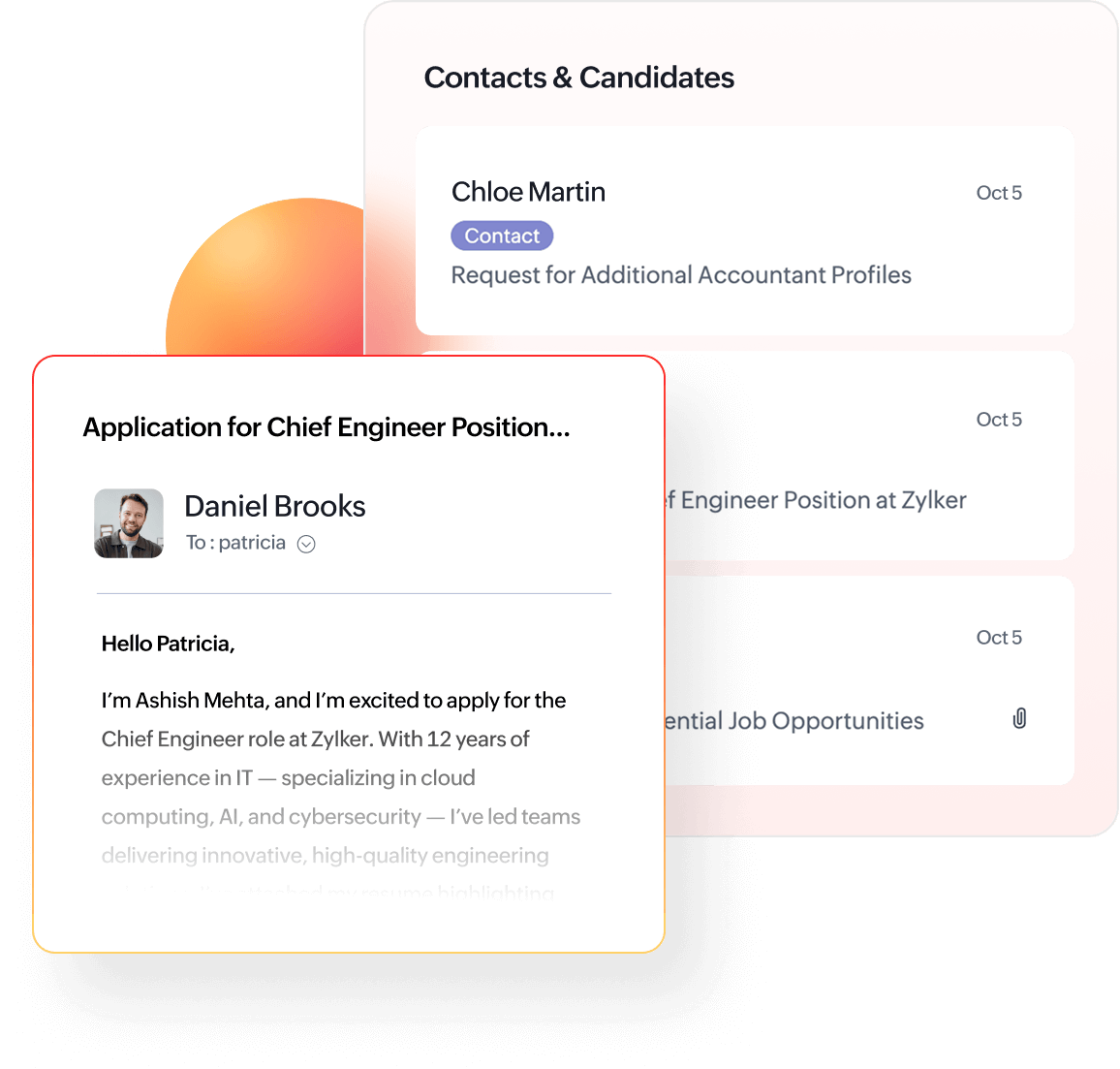 Recruiter Inbox in Zoho Recruit for managing and tracking candidate emails in one centralized inbox