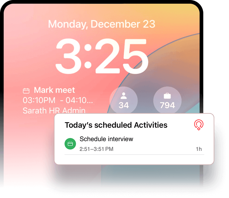 Lock and home screen widgets inside the Zoho Recruit mobile app