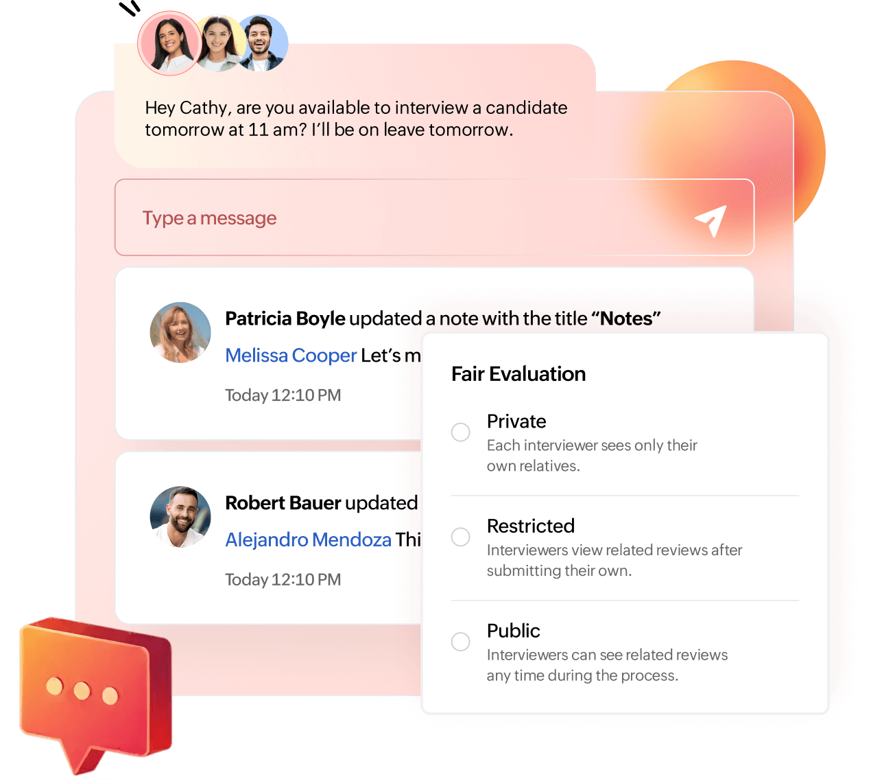 Collaborative hiring in Zoho Recruit connects teams to streamline end-to-end hiring