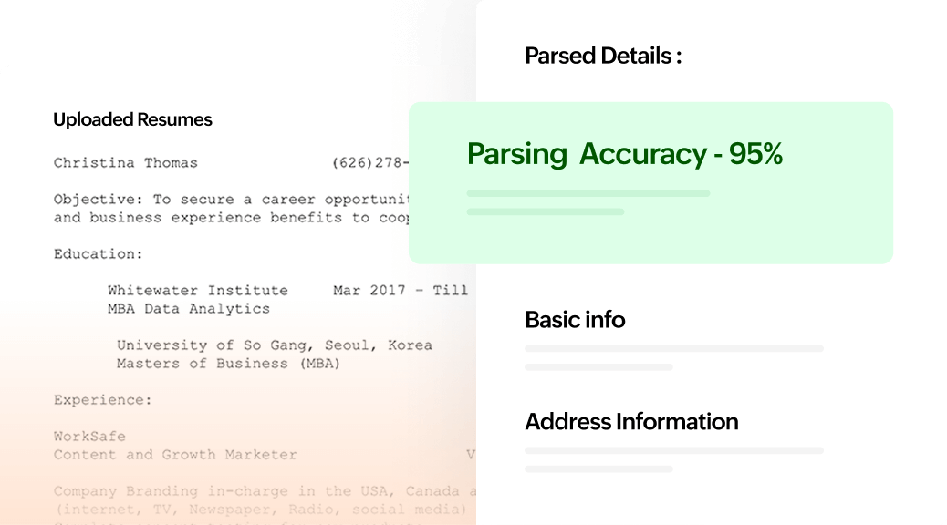 Automatic parsing of candidate resumes inside Zoho Recruit.