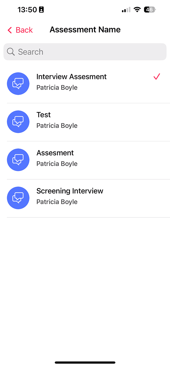 Sending assessments in the Zoho Recruit mobile app