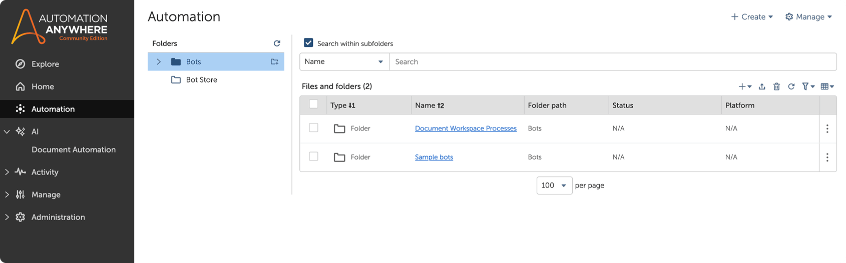 Automation Anywhere Interface