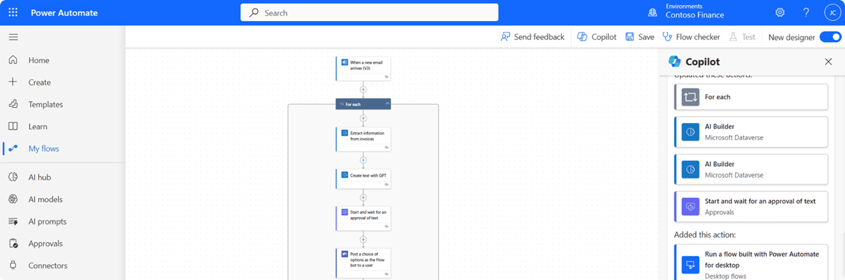 Microsoft Power Automate Interface