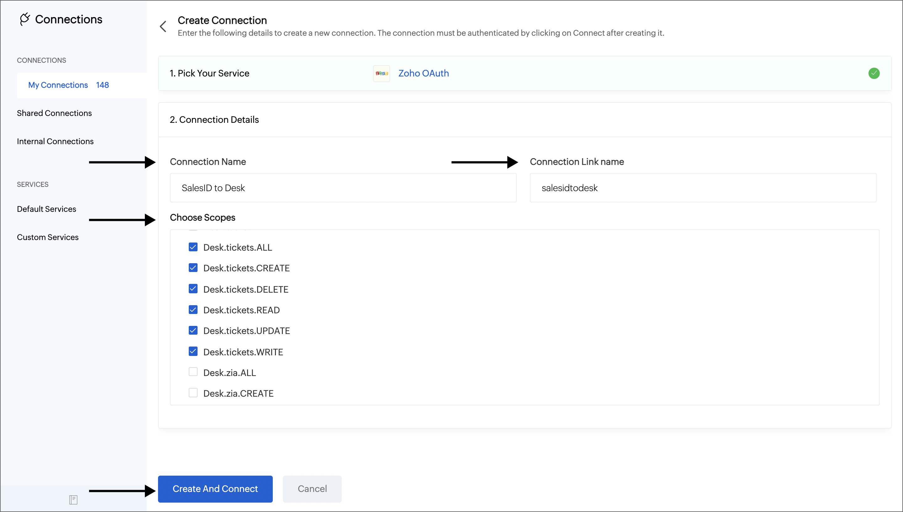 Connection Link Name