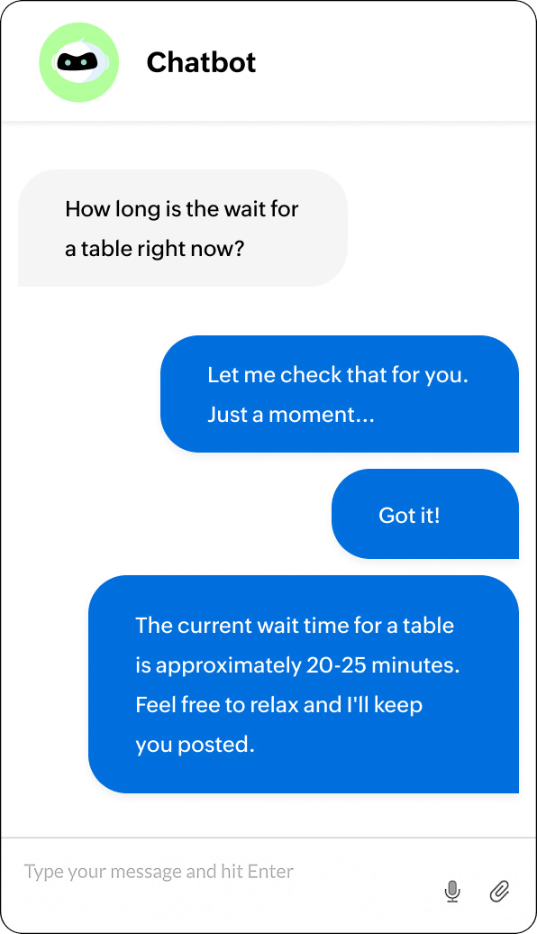 Restaurant chatbot in live chat software