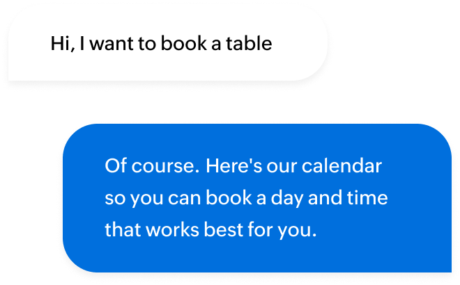 Restaurant reservation online using live chat