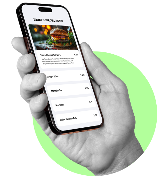 Restaurant menu in live chat software