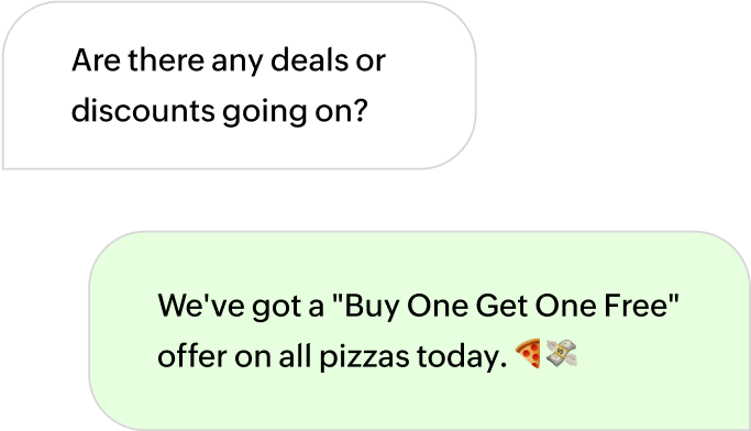 Send promotional content in live chat for restaurants