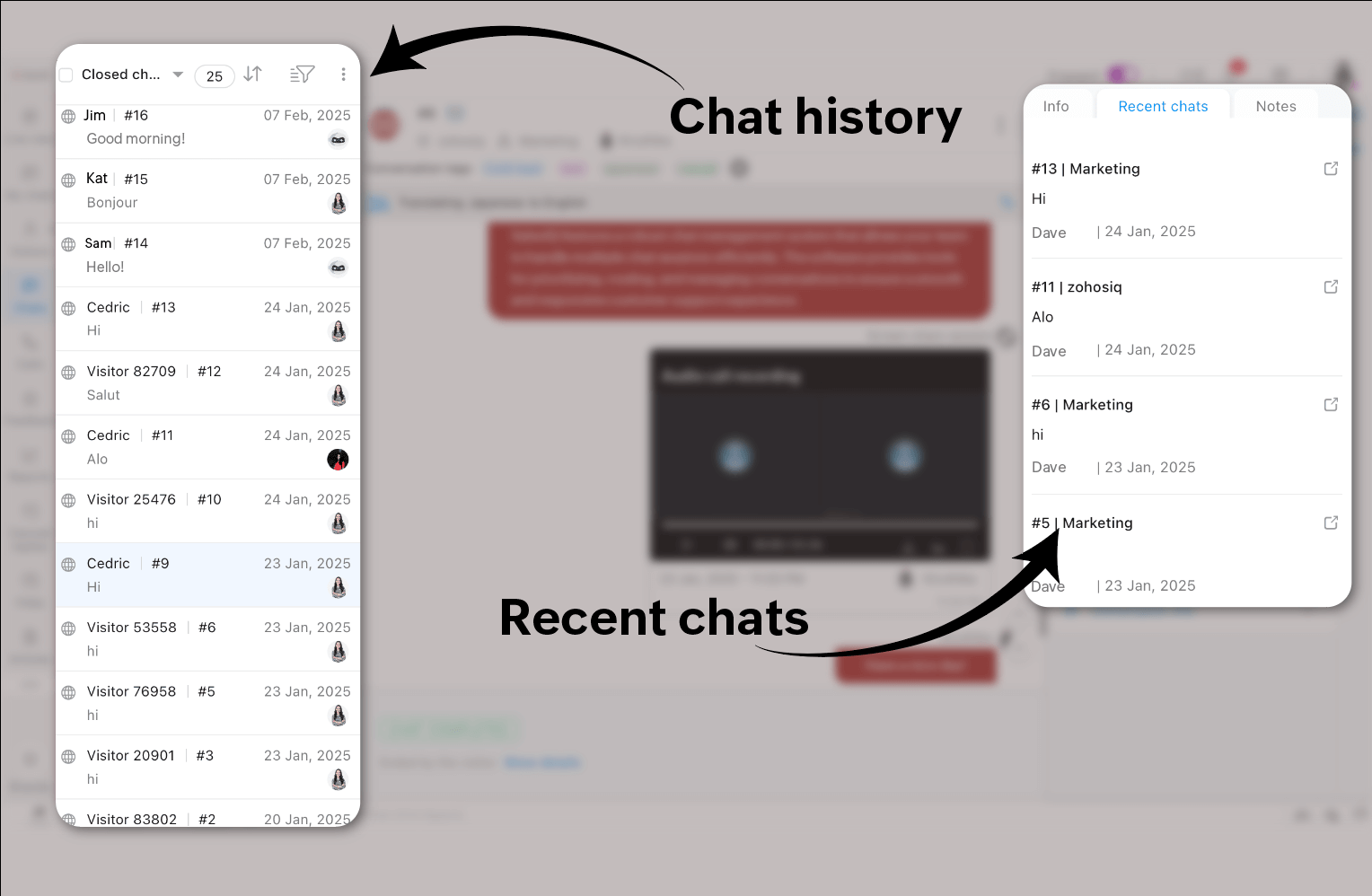 Live chat history