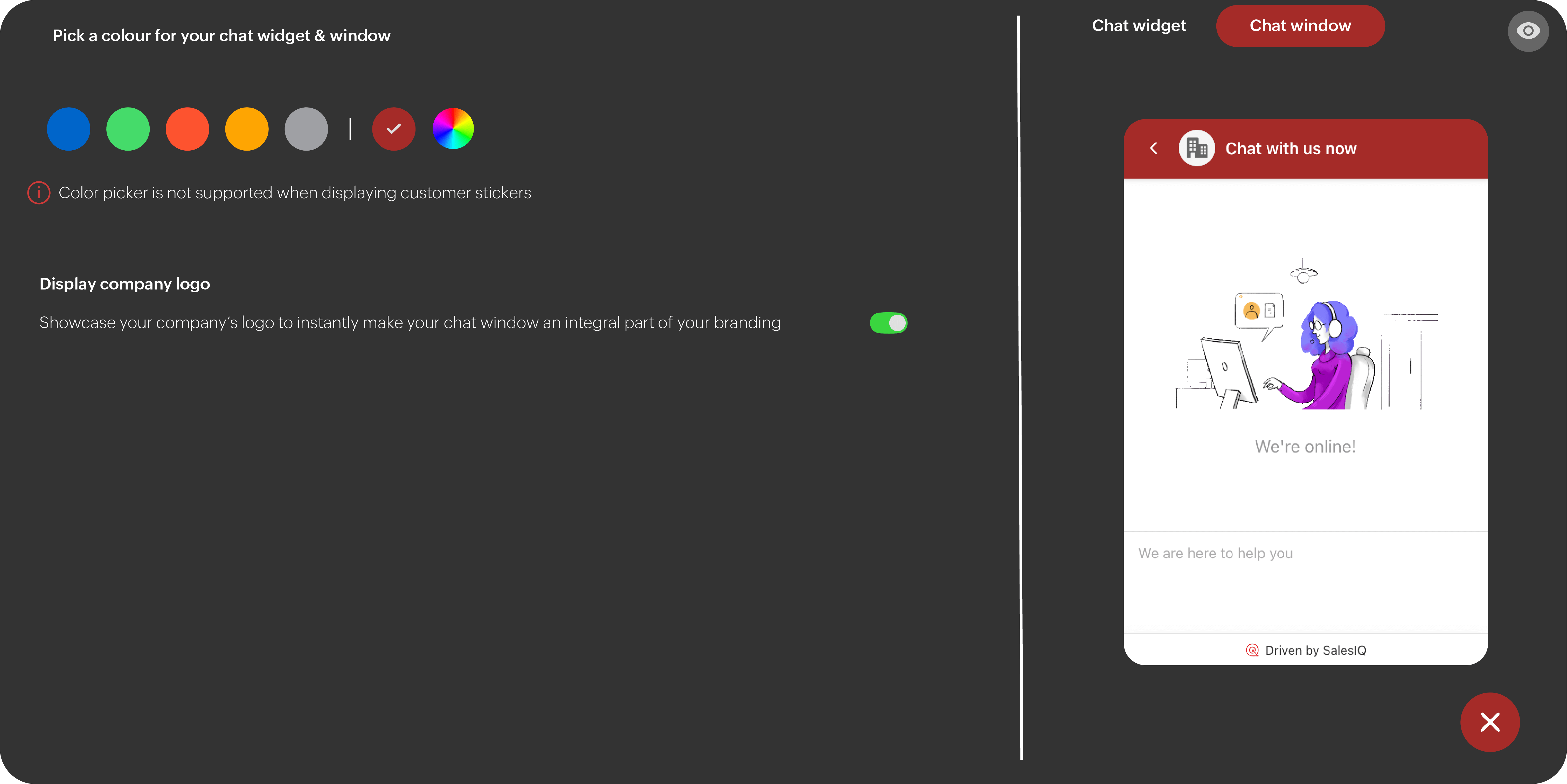 Live chat customization