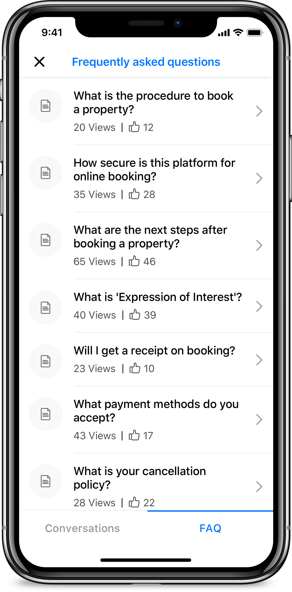 In-app chat articles for self-service