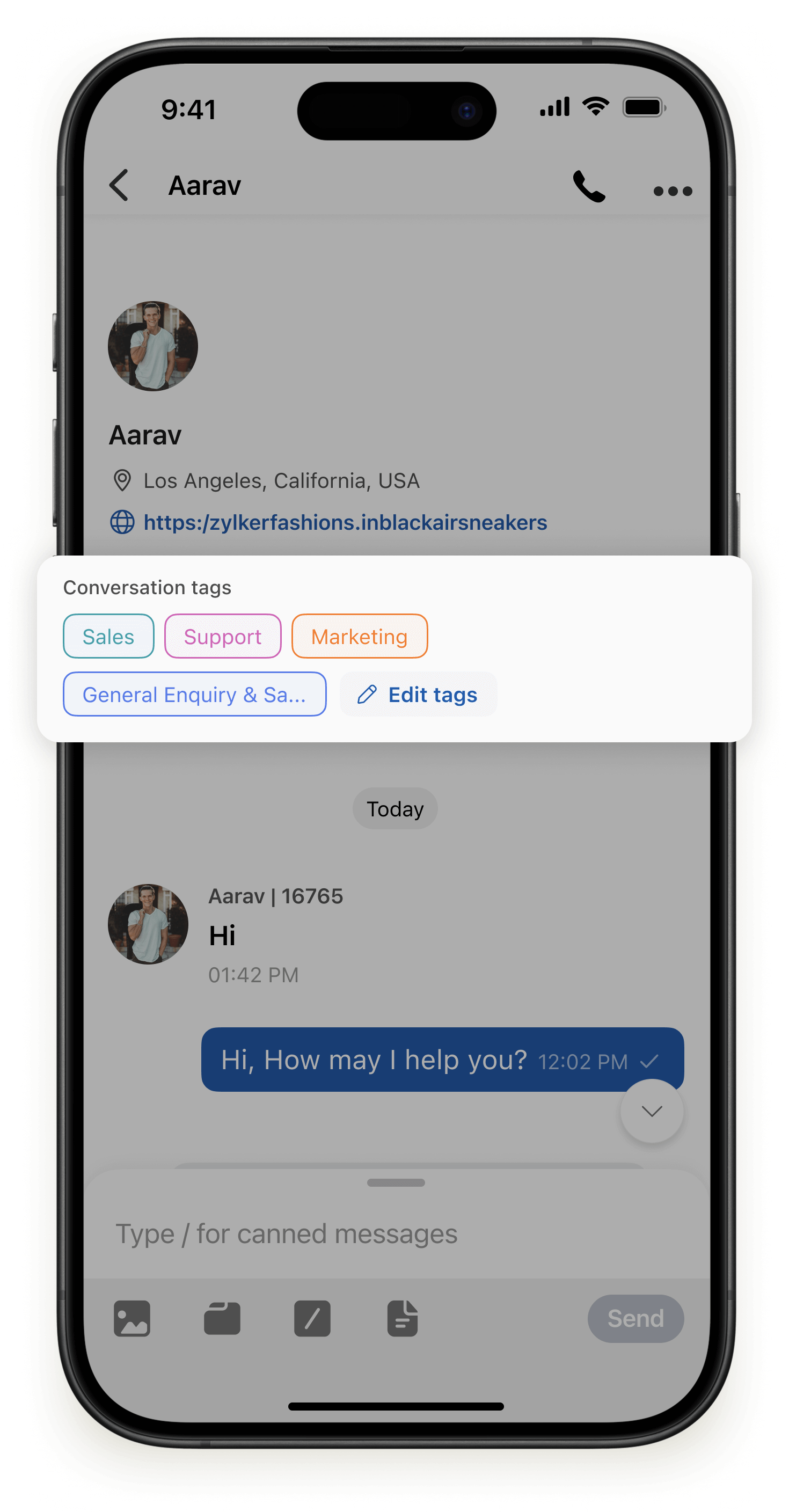 Easily add and manage conversation tags for better chat organization