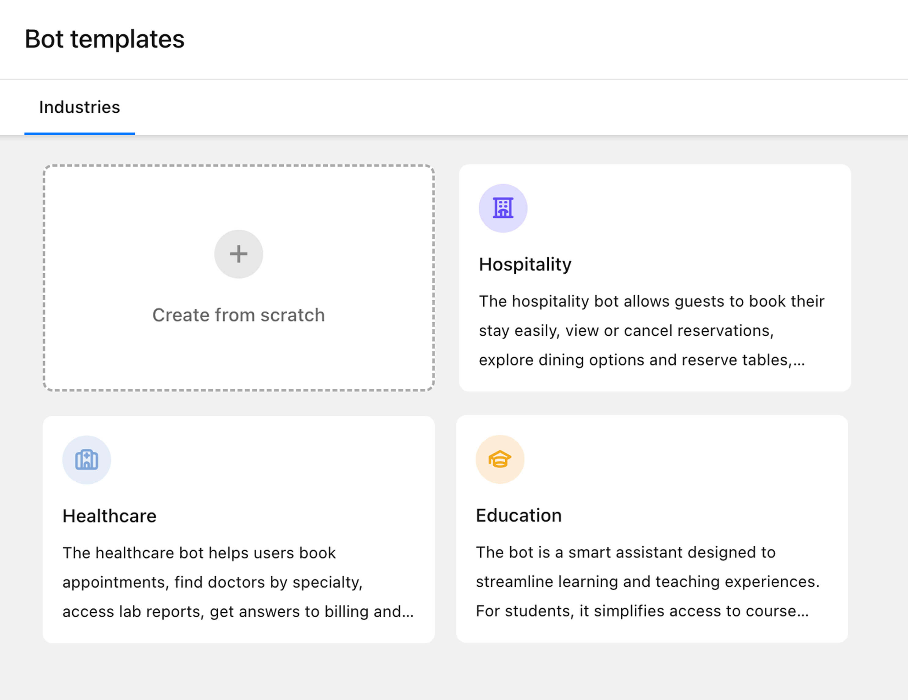 Prebuilt bot templates