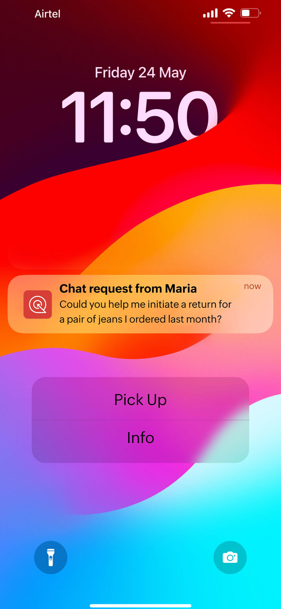 Customer support live chat app for iOS and Android