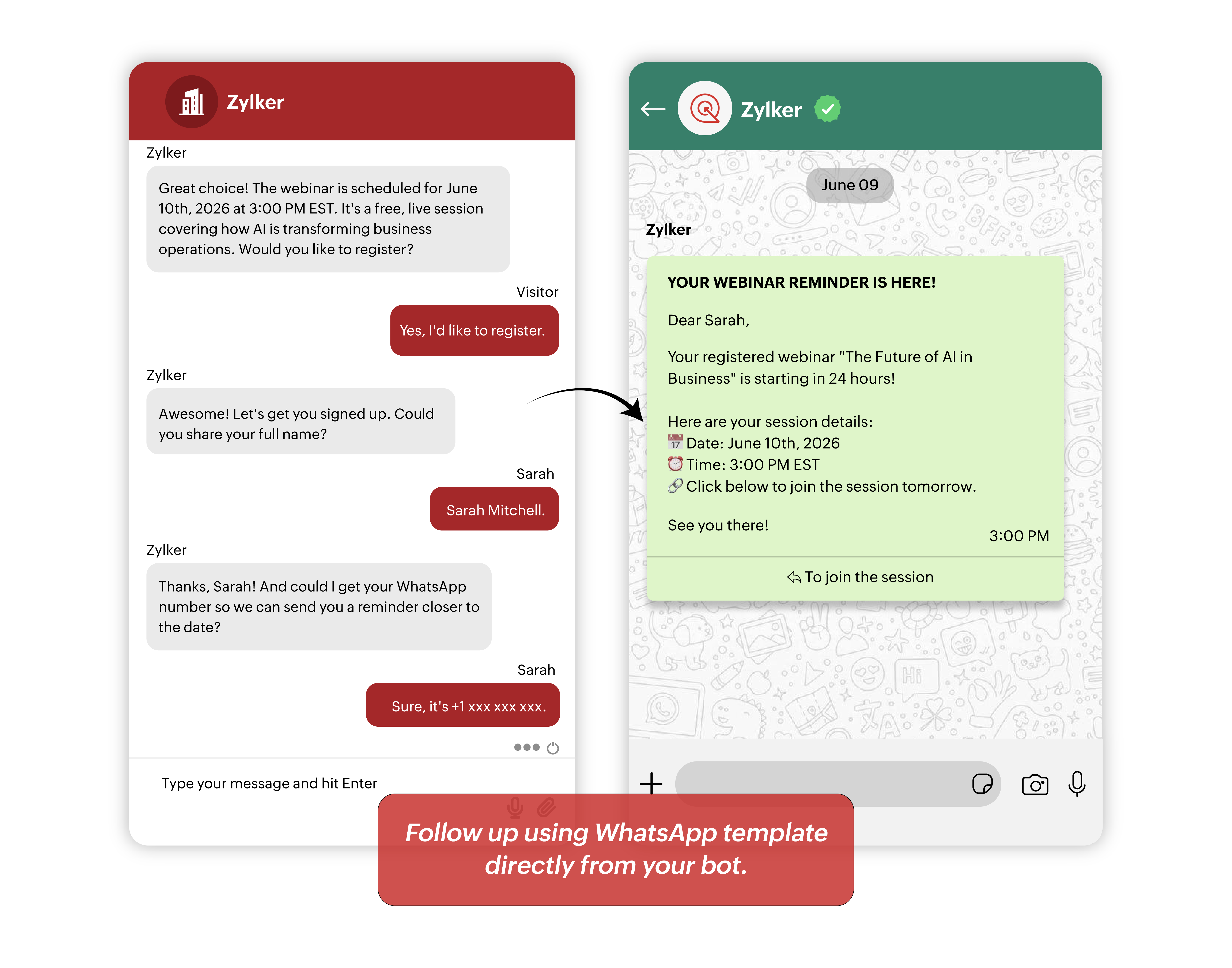 WhatsApp templates via your chatbot