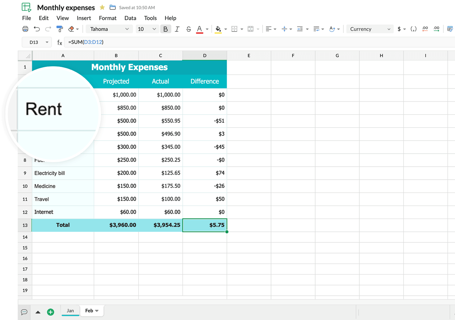 Tabellenkalkulation-Nomenklatur