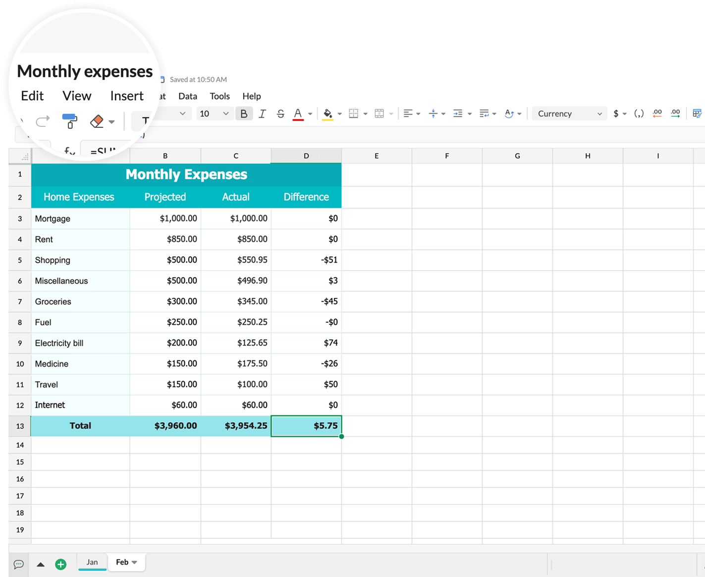 Tabellenkalkulation-Nomenklatur