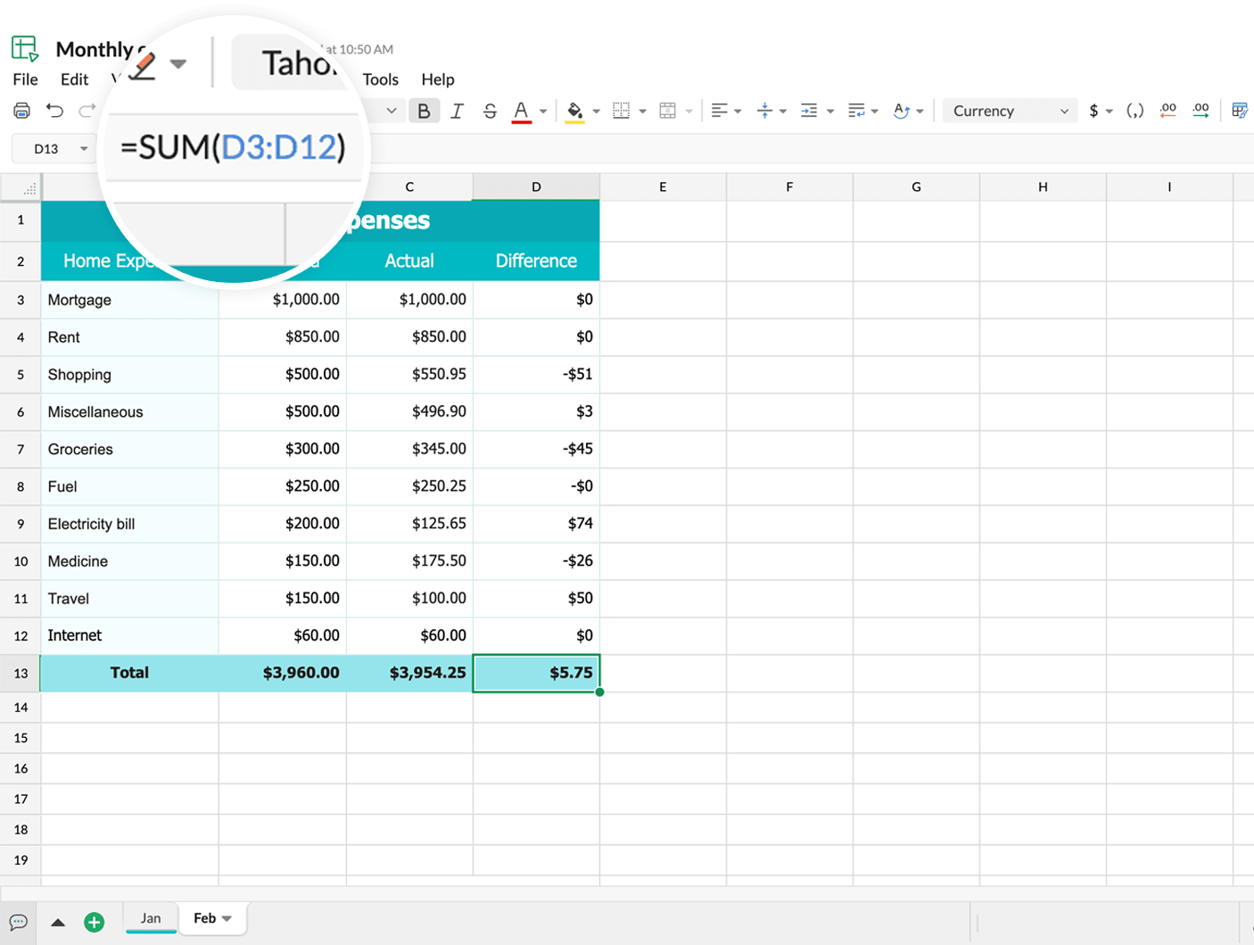 Tabellenkalkulation-Nomenklatur