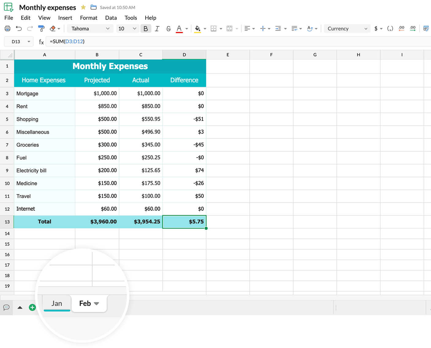 Tabellenkalkulation-Nomenklatur