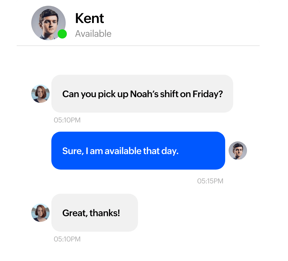 Built-in messenger for seamless employee communication
