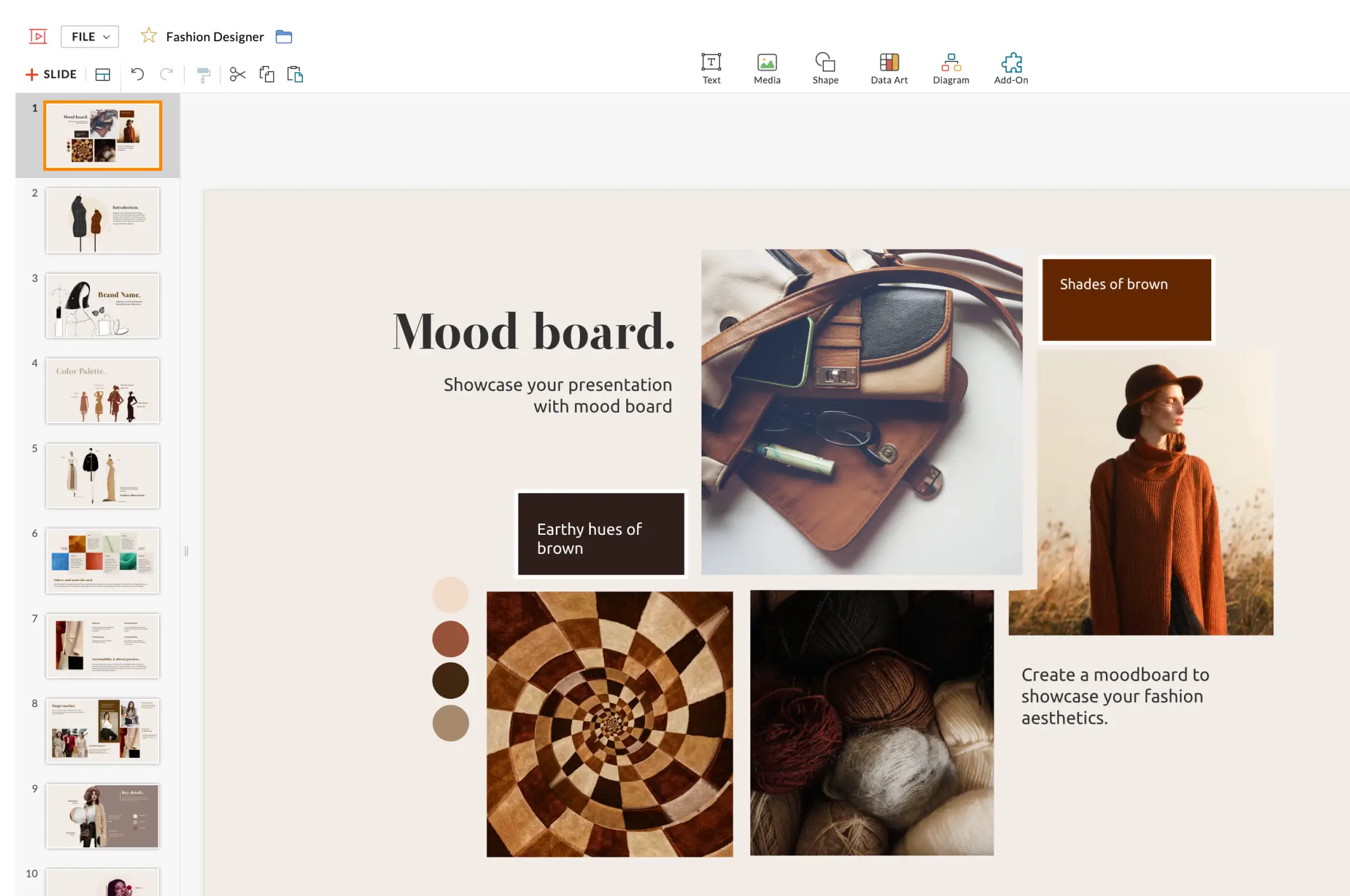 Zoho Show presentation interface