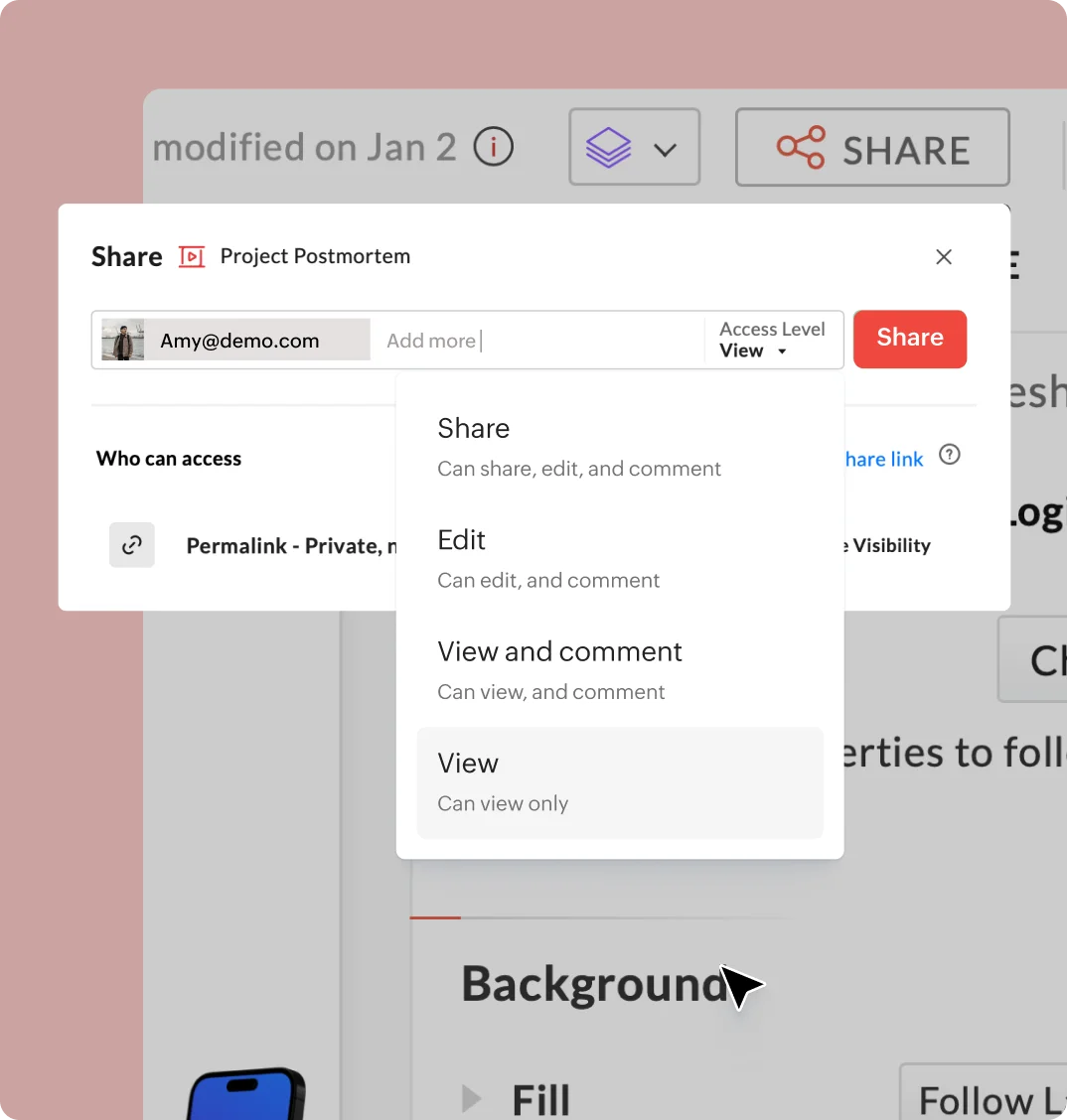 zoho show mobile app invite team