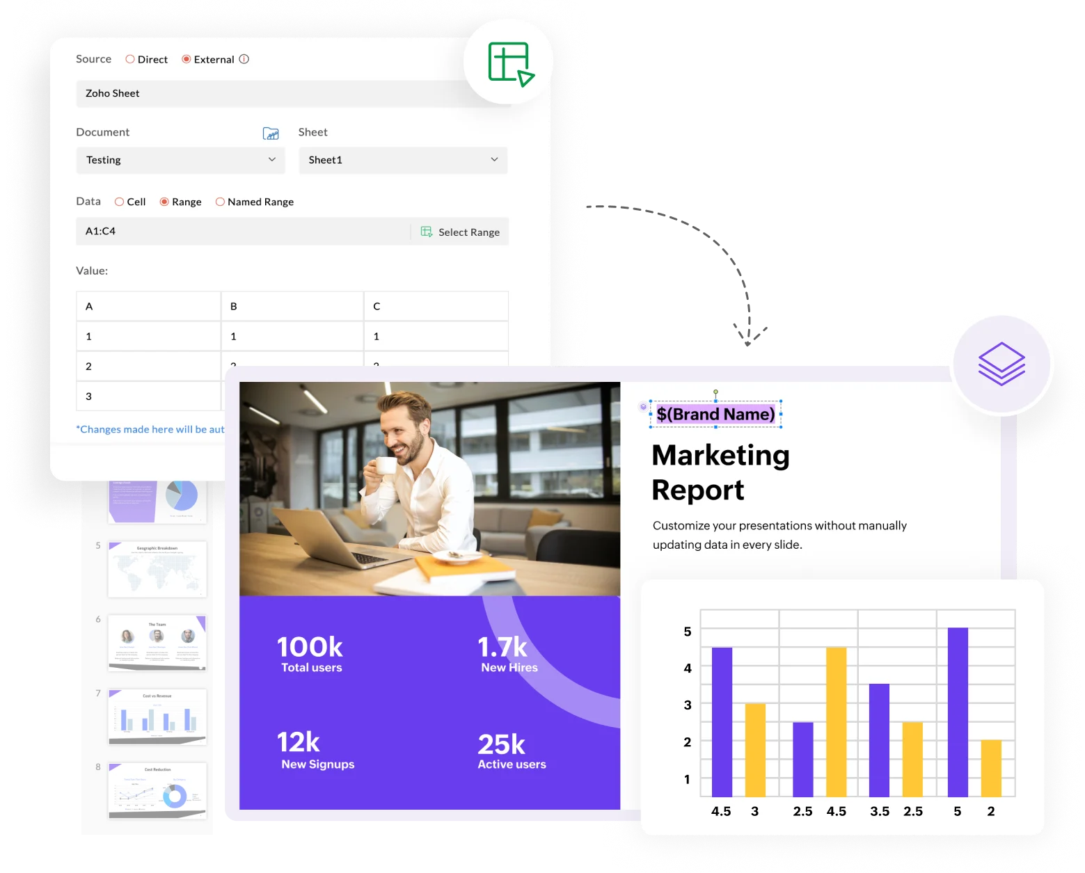zoho show data fields feature