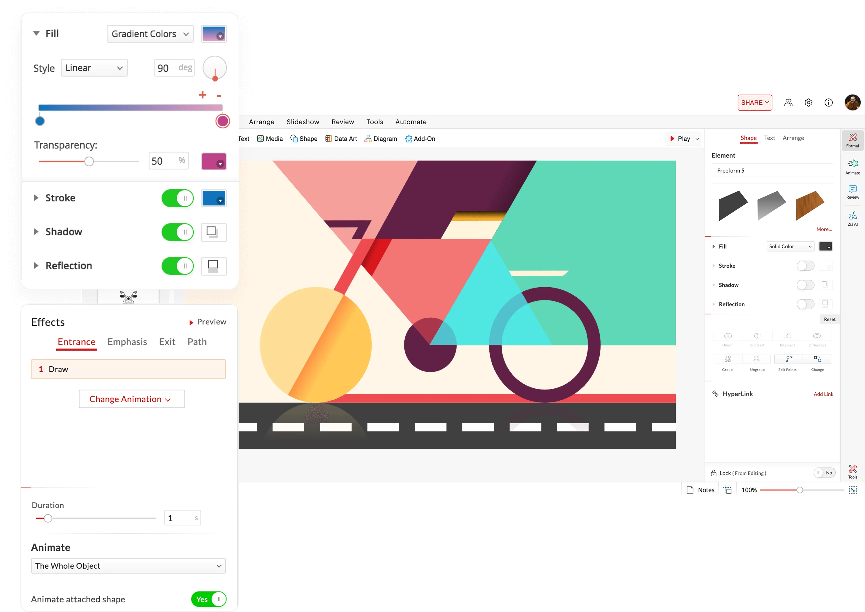 Customize shapes using advanced formatting options