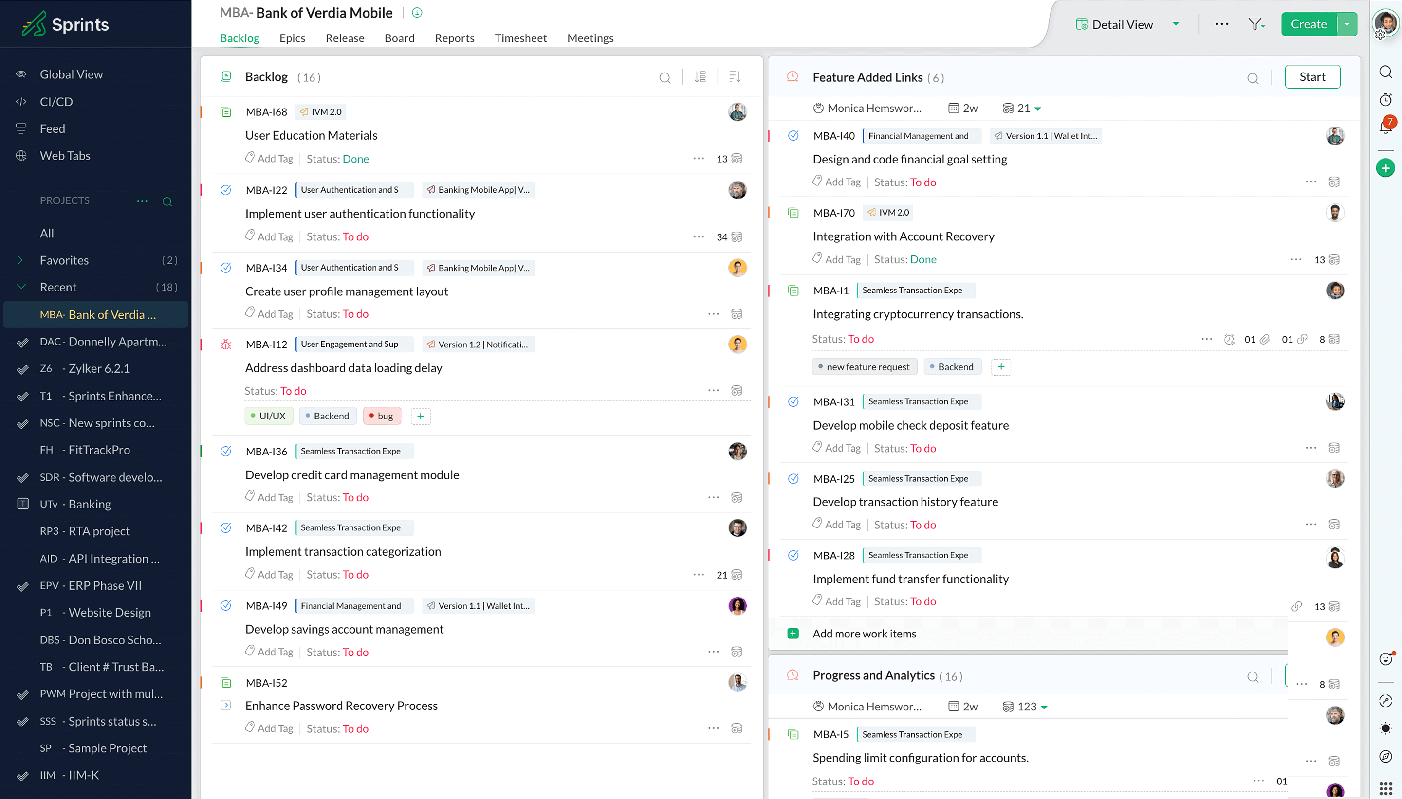 Scrum Tools - Zoho Sprints