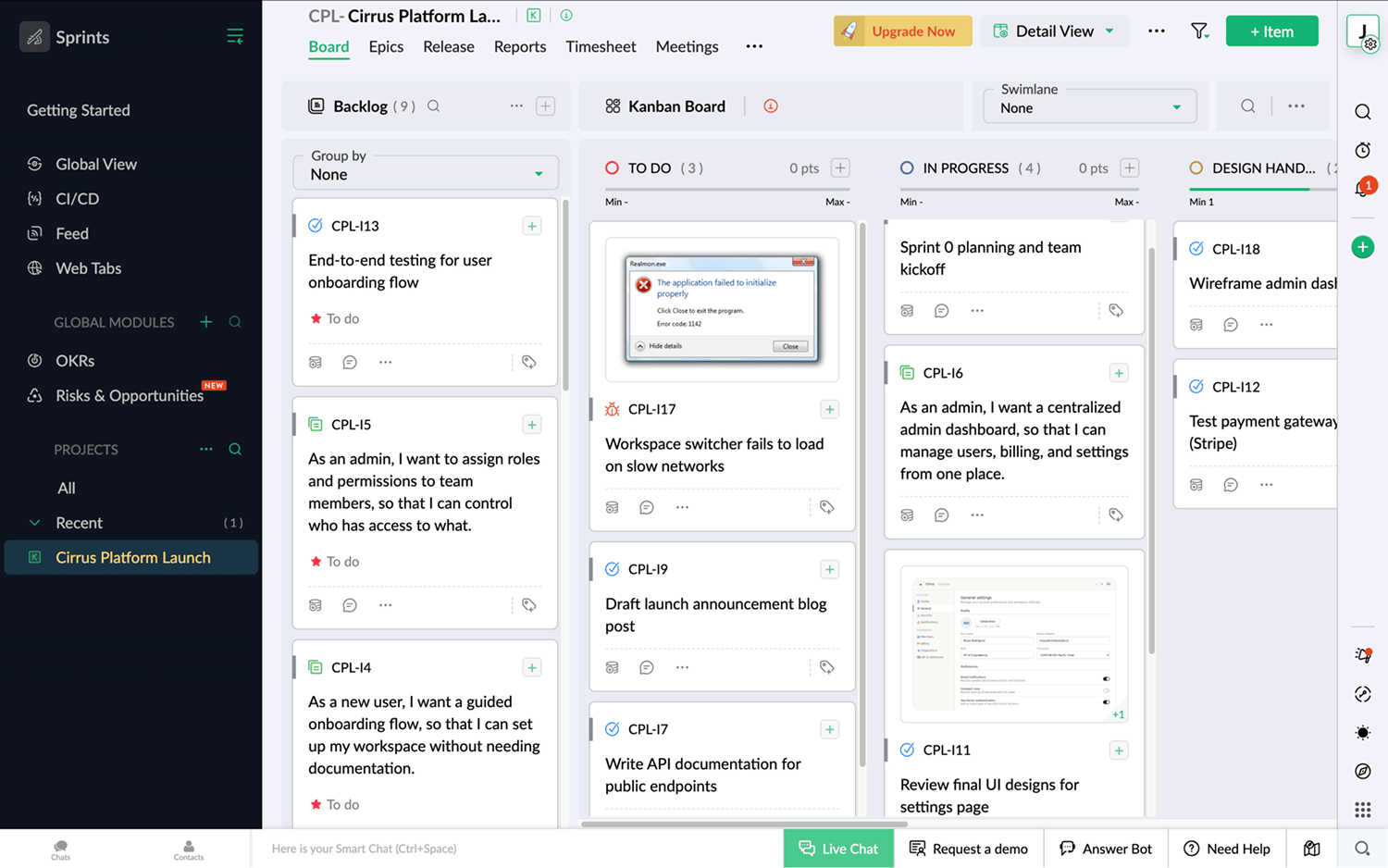 how to create a kanban board in zoho sprints