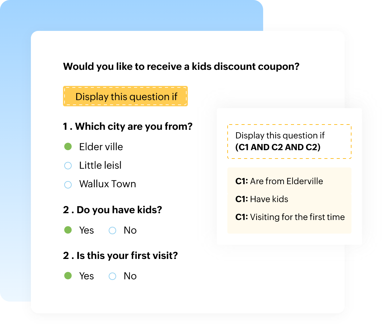 Use a combination of answer logics - survey