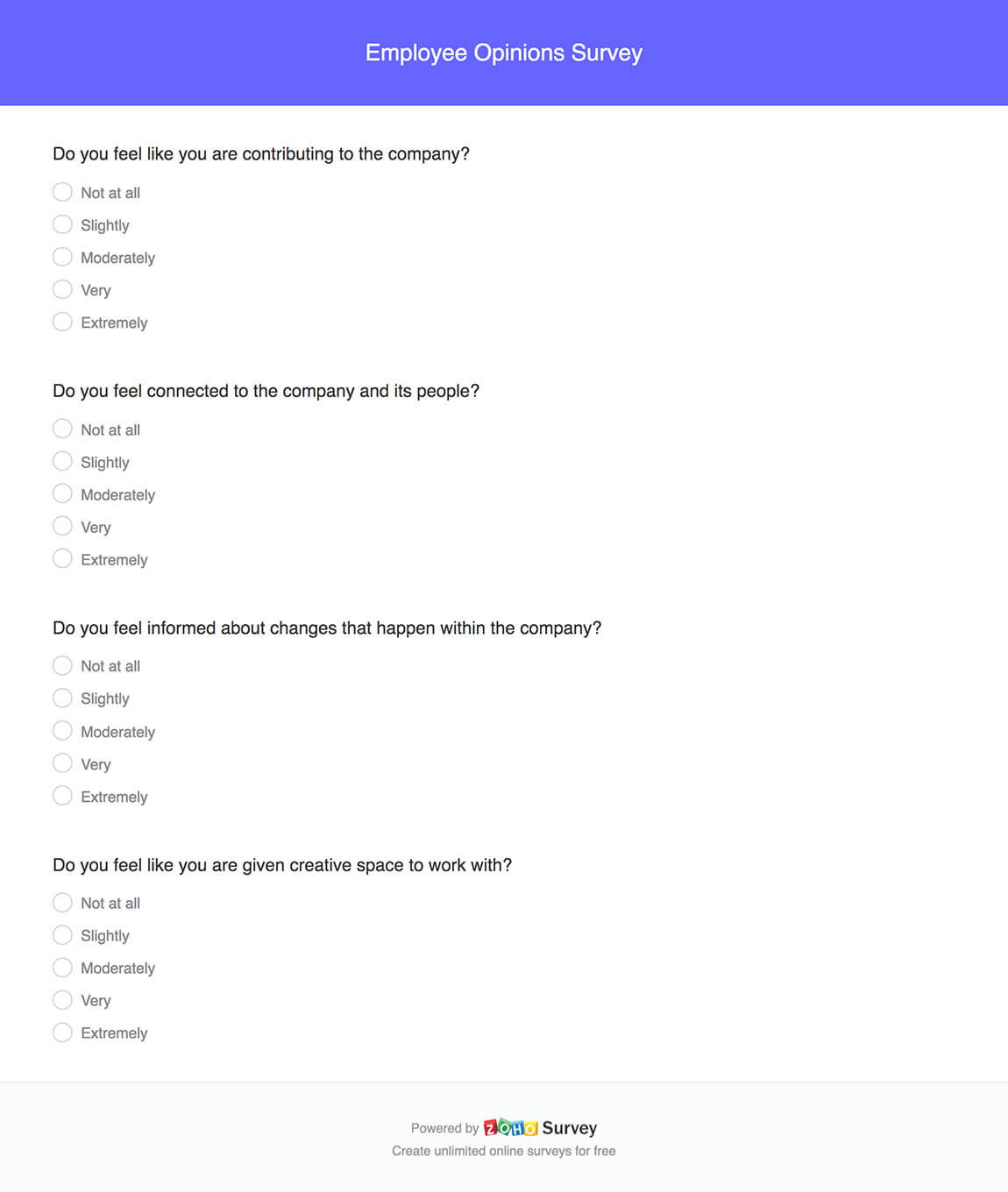 employee opinions survey questionnaire template