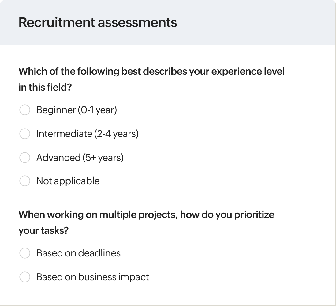 Recruitment assessments