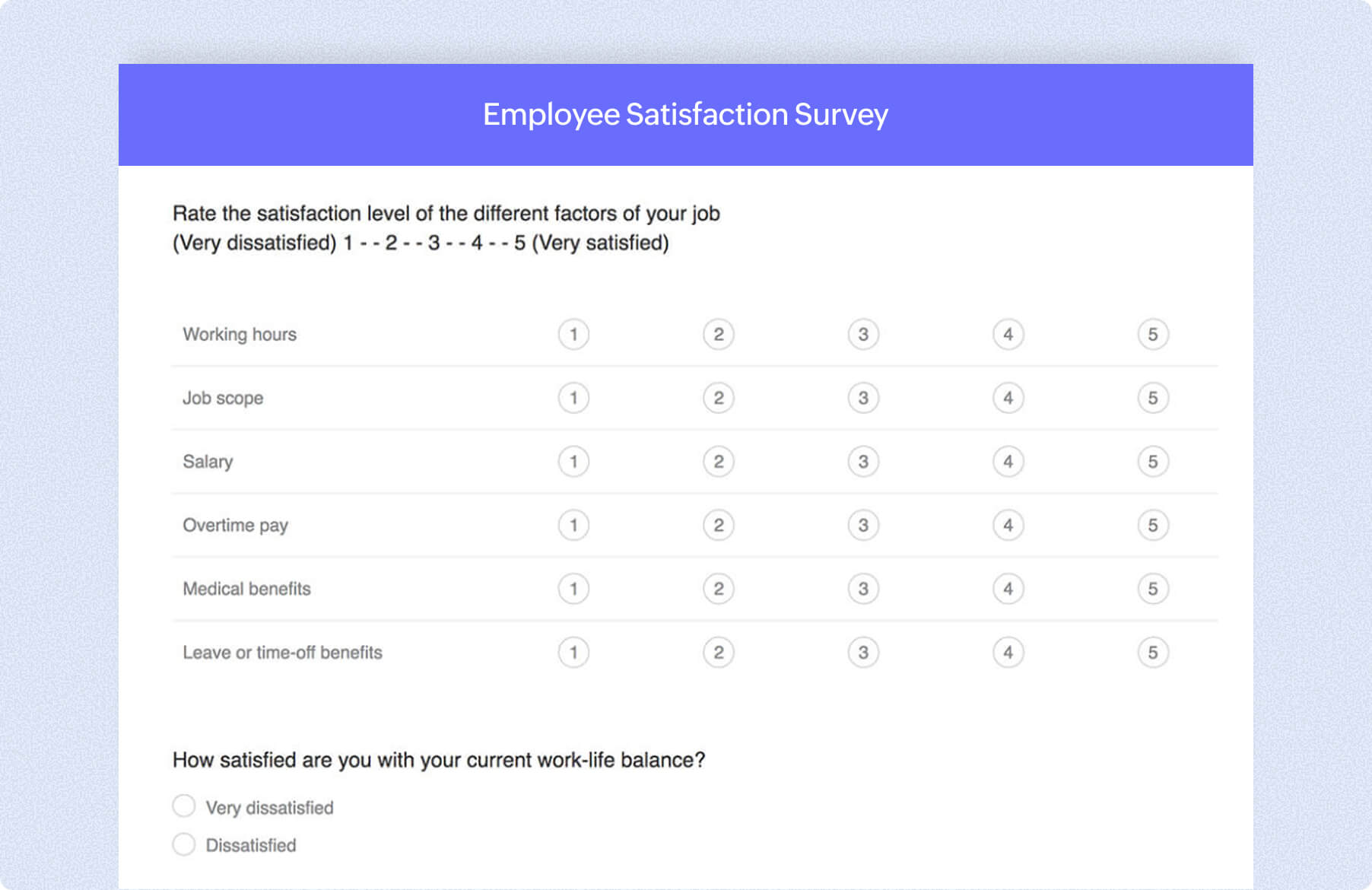 employee satisfaction survey template