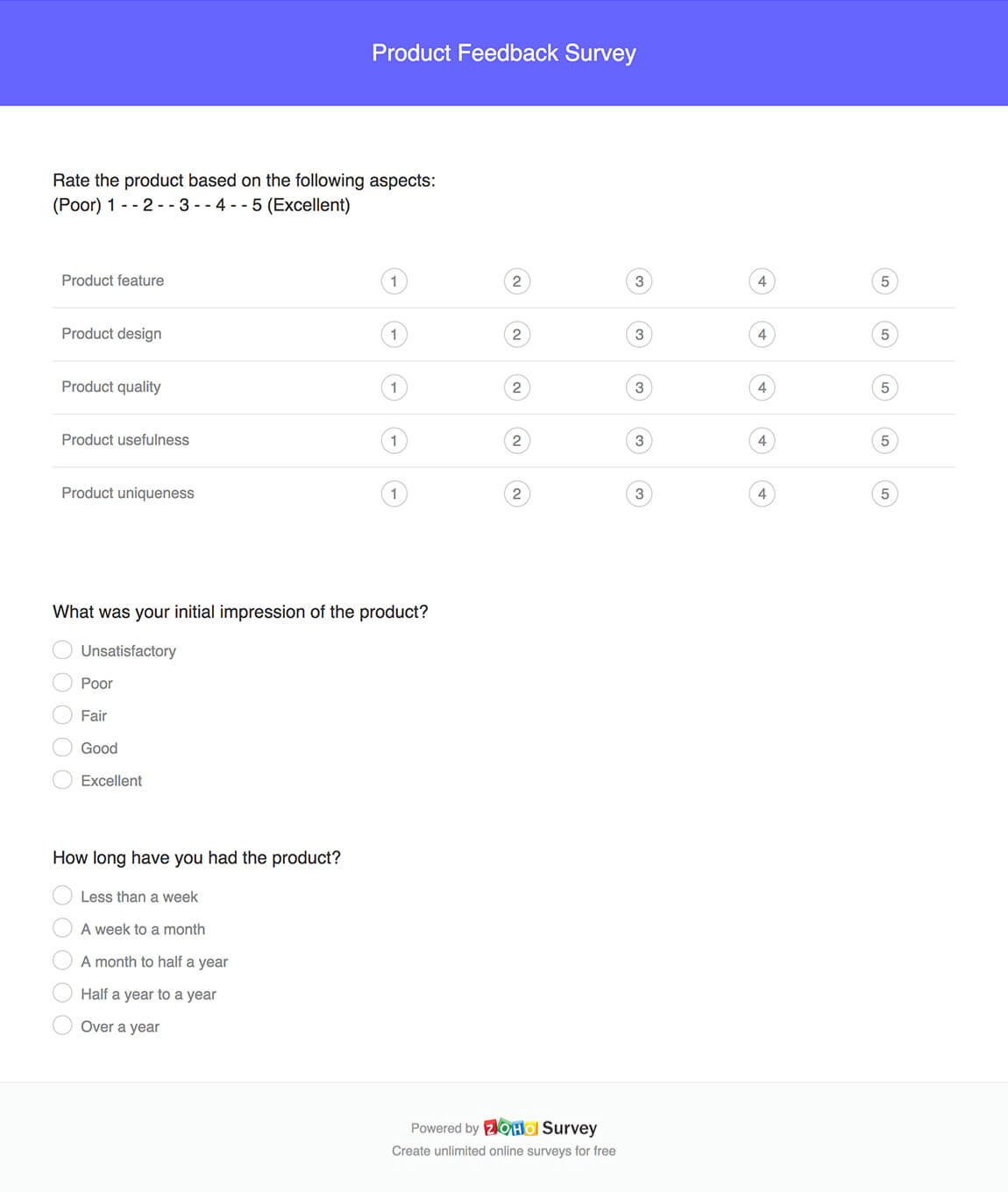 product feedback survey