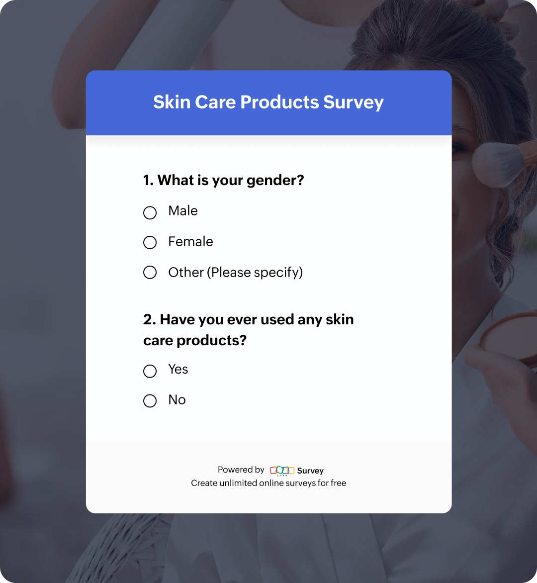 Skin care products survey questionnaire template