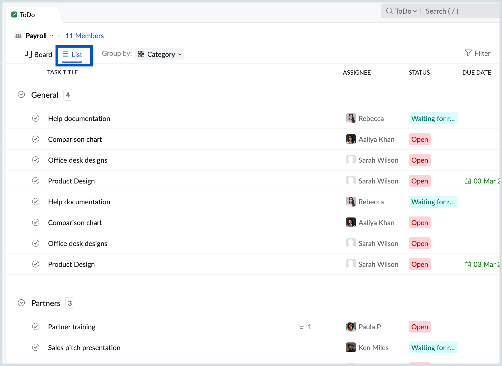 list view list view