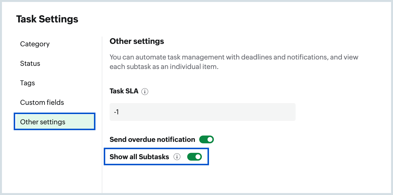 Show all subtasks Show all subtasks