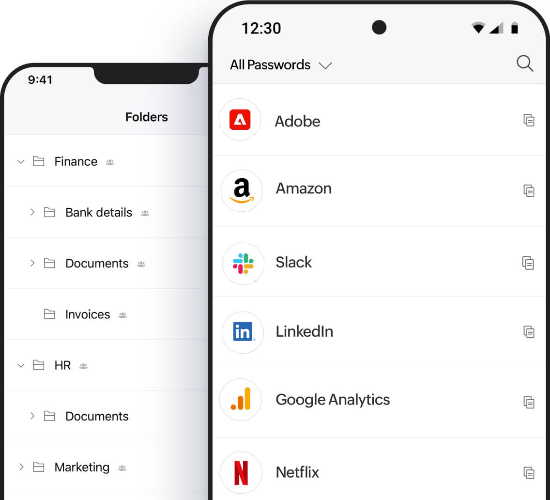 Person using the Zoho Vault app on a smartphone and smartwatch to securely access passwords while on the go.