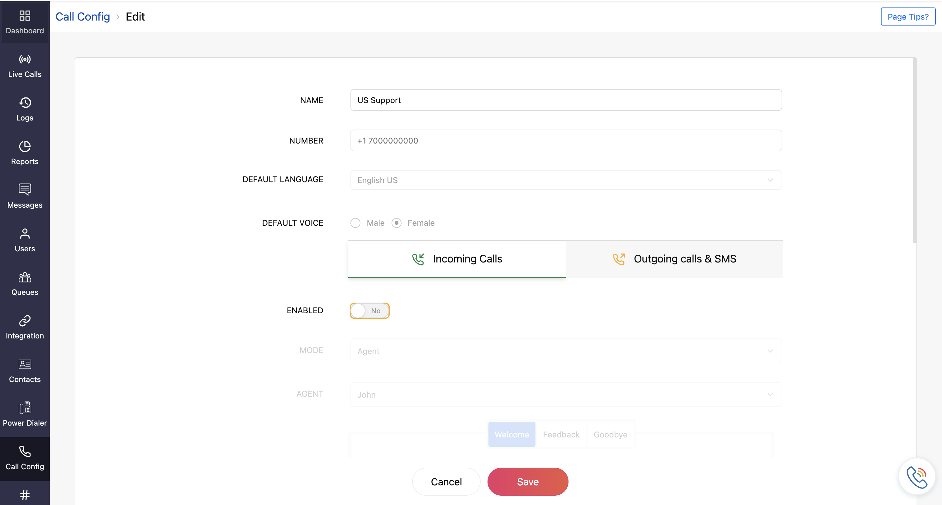 zoho voice call config
